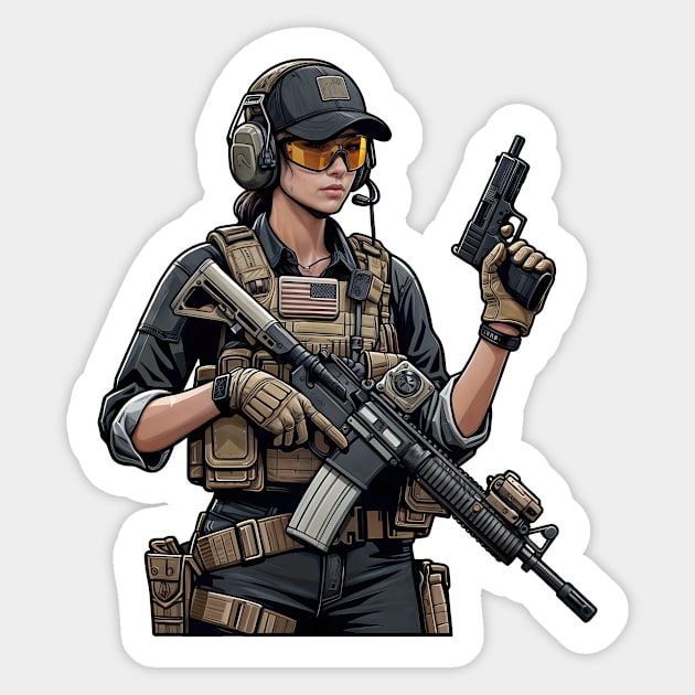 Tactical Girl Sticker by Rawlifegraphic